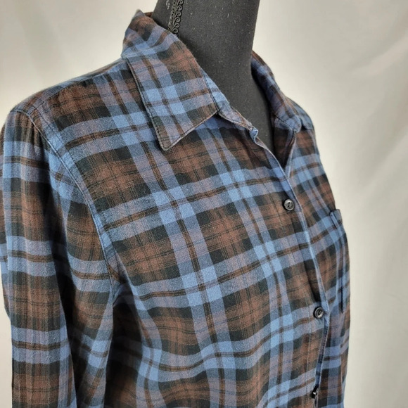 PINK VICTORIA'S SECRET Blue Brown Button Down TopLace Back - Picture 6 of 11